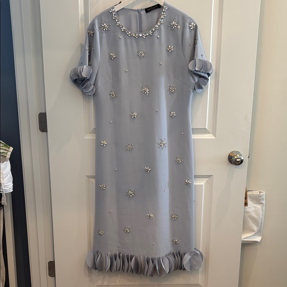 Embellished Light Blue Midi Dress